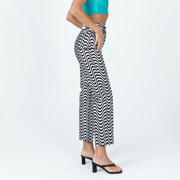 The Ragged Priest High Rise Straight Leg Wave Jeans Glitter Denim Silver / Black - Picture 8 of 9